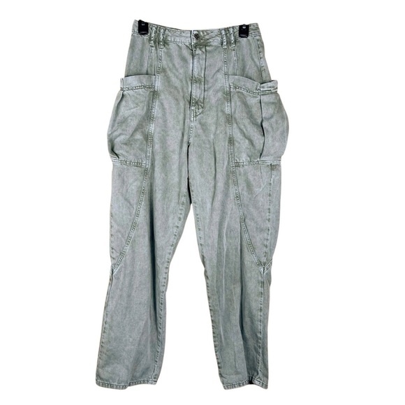 Urban Outfitters Pants Womens Medium Green Baggy Cargo Utility High Waist Skater - Picture 1 of 10